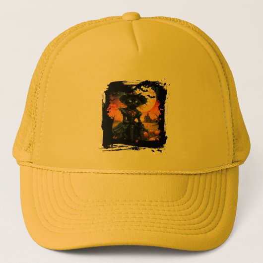 black cat Hat キャップ (正面)