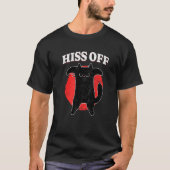 Black Cat Hiss Off Meow Tシャツ (正面)