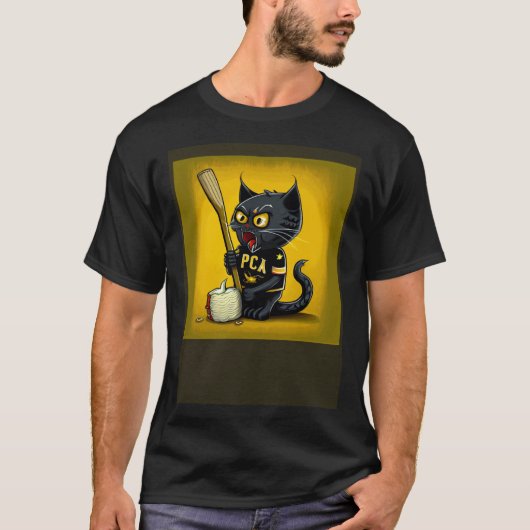 Black Cat Hockey Corn On The Cob Tシャツ (正面)