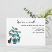 Black Cat Houseplant Moving New Home Announcement 案内状 (スタンド正面)