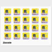 Black Cat Ice Cream Creationarts Square Sticker スクエアシール (シート)
