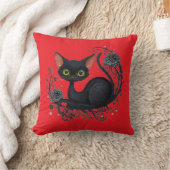 Black Cat in a Flower Cradle  クッション (ブランケット)