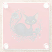 Black Cat in a Flower Cradle Coaster ガラスコースター (裏面)