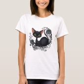 Black Cat in a Flower Cradle Tシャツ (正面)