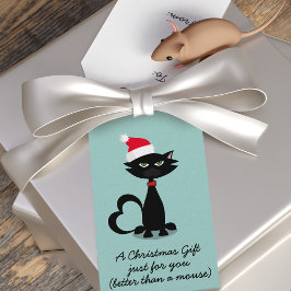 Black Cat in a Santa Hat Christmas Giftラベル ギフトタグ
