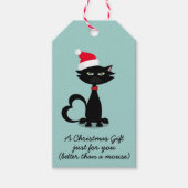 Black Cat in a Santa Hat Christmas Giftラベル ギフトタグ (正面)