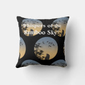 Black Cat in Bamboo Forest Pillow | Japanese Zen A クッション (裏面)