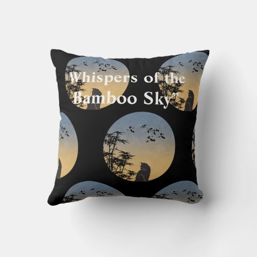 Black Cat in Bamboo Forest Pillow | Japanese Zen A クッション (裏面)