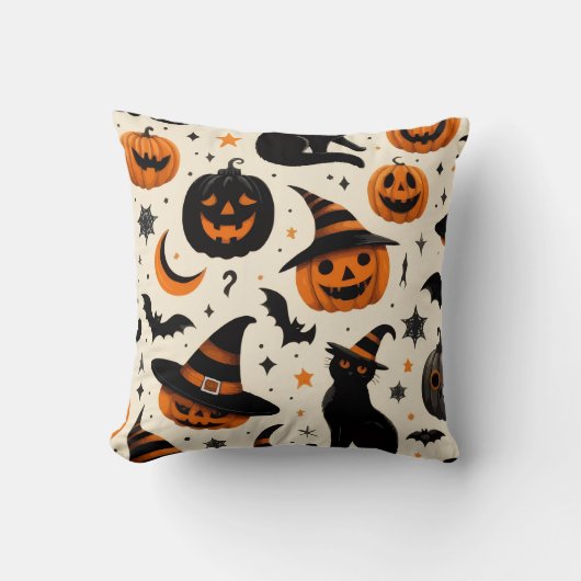 BLACK CAT IN HALLOWEEN クッション (正面)