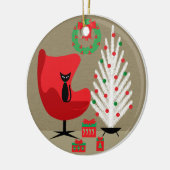 Black Cat in Mid Century Christmas Room セラミックオーナメント (左)