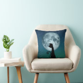 Black Cat In Moonlight Throw Pillow クッション (椅子)