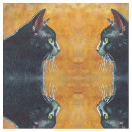 Black Cat in profile Fabric by Rachel M Brown ファブリック
