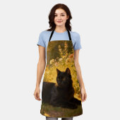 Black Cat in the Flowers I エプロン (着用した状態)