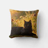 Black Cat in the Flowers I クッション (正面)
