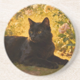 Black Cat in the Flowers I コースター
