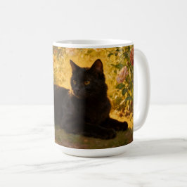 Black Cat in the Flowers I コーヒーマグカップ