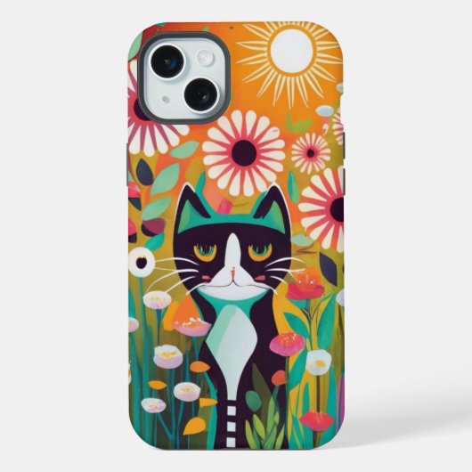 Black Cat in The Garden iPhoneケース (裏面)
