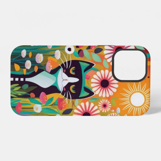 Black Cat in The Garden iPhoneケース (裏面横)