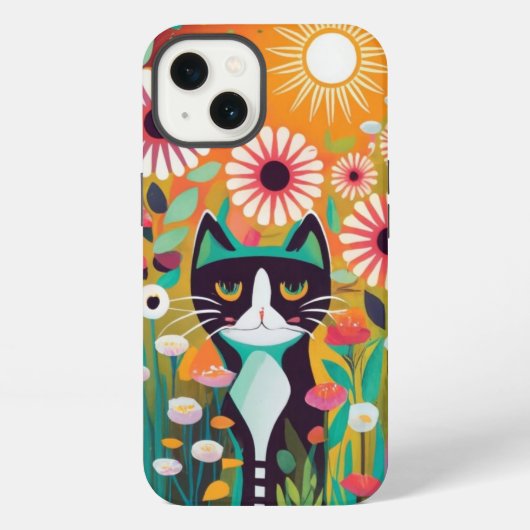 Black Cat in The Garden iPhoneケース (裏面)