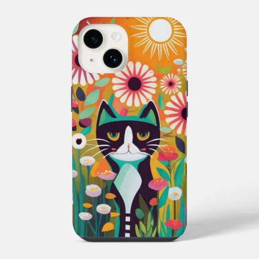Black Cat in The Garden iPhoneケース (裏面)