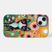 Black Cat in The Garden iPhone 15ケース (裏面横)