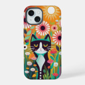 Black Cat in The Garden iPhone 15ケース (裏面)