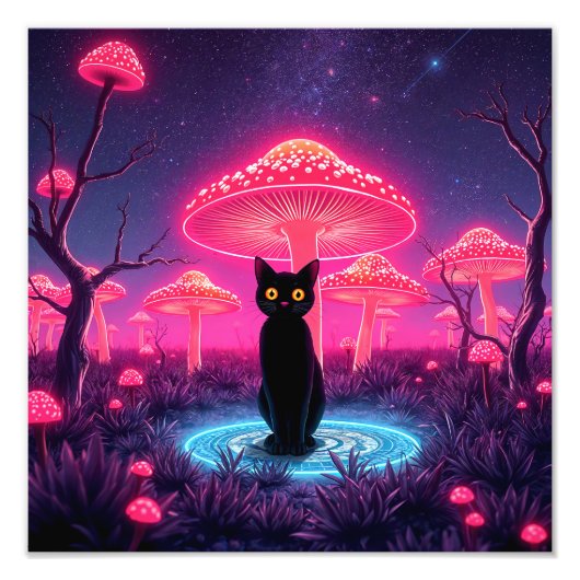 black cat in the psychedelic world フォトプリント            (正面)