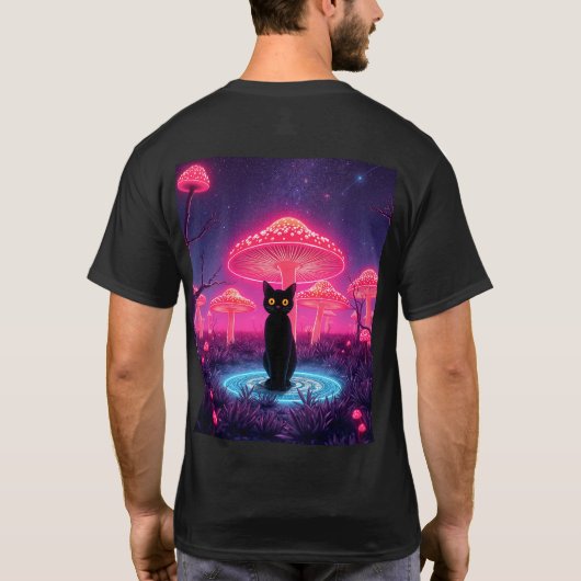 black cat in the psychedelic world tシャツ (裏面)