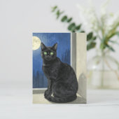 Black Cat in the Window on a Rainy Night ポストカード (スタンド正面)