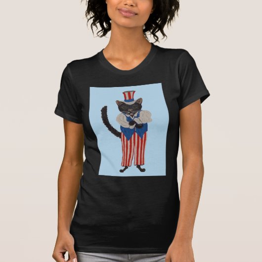 Black Cat In Uncle Sam Suit Tシャツ (正面)