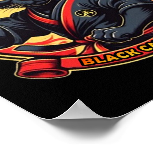 Black Cat Karate For Men Women Kids ポスター (角)