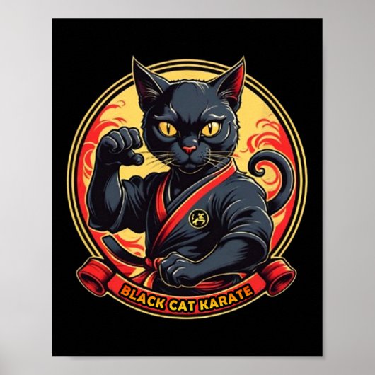 Black Cat Karate For Men Women Kids  ポスター (正面)