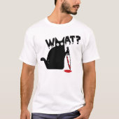 Black Cat Killer Ask What Halloween Knife Sarcasm Tシャツ (正面)
