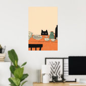 Black Cat Kitchen Print Mid-Century Modern Art ポスター (ホームオフィス)