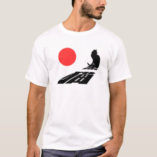 Black cat, kuro neko, Japanese cool kanji T-Shirt Tシャツ