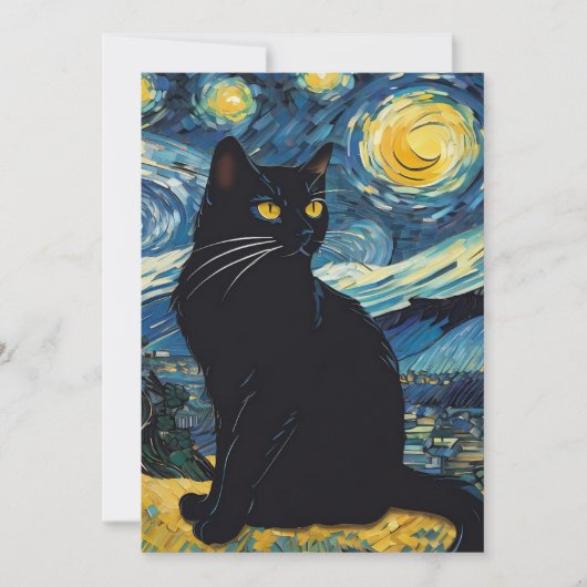 Black Cat Landscape 絵を描's Greeting Card 招待状 (正面)
