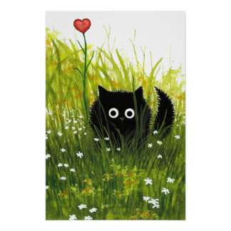 Black Cat Love Poster by Bihle ポスター