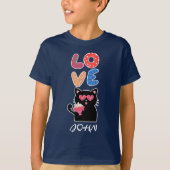 Black Cat, Love, Valentine's Day Tシャツ (正面)