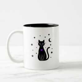 Black Cat Lover Peek Coffee Cup ツートーンマグカップ