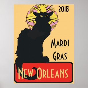 Black Cat, Mardi Gras, edit text ポスター