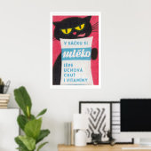 Black Cat Matchbox Art Print, Czechoslovakian ポスター (ホームオフィス)