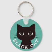 BLACK CAT | Minimalist Modern Pop Black Cat キーホルダー (正面)