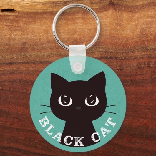BLACK CAT | Minimalist Modern Pop Black Cat キーホルダー (正面)