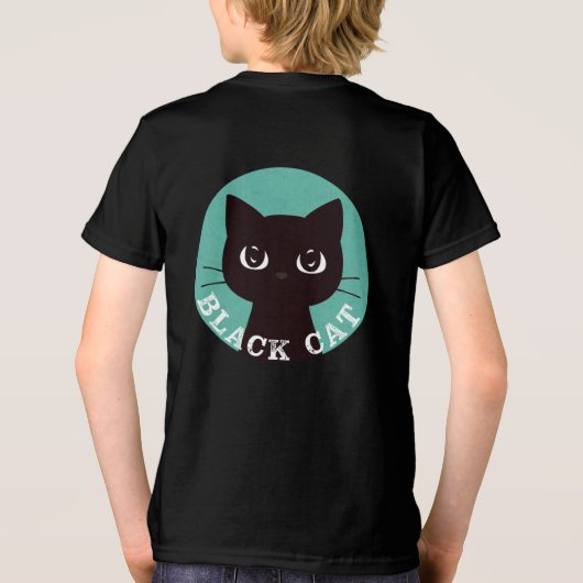 BLACK CAT | Minimalist Modern Pop Black Cat トライブレンドTシャツ (裏面)