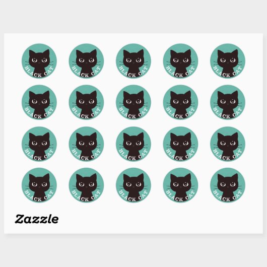 BLACK CAT | Minimalist Modern Pop Black Cat ラウンドシール (シート)