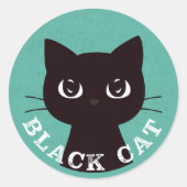 BLACK CAT | Minimalist Modern Pop Black Cat ラウンドシール (正面)