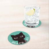 BLACK CAT | Minimalist Modern Pop Black Cat ラウンドペーパーコースター (インサイチュ)