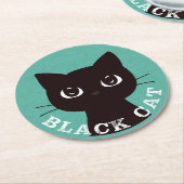 BLACK CAT | Minimalist Modern Pop Black Cat ラウンドペーパーコースター (アングル)