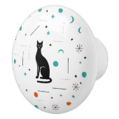 Black Cat Modern Mid Century Retro Atomic セラミックノブ (右)