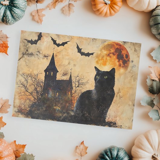Black Cat Moon Vintage Halloween Decoupage  薄葉紙